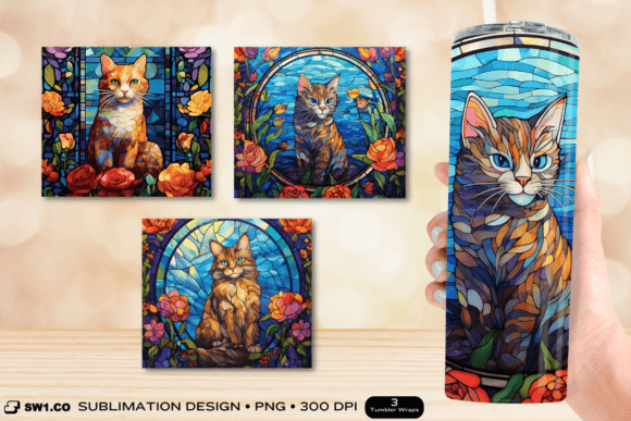 20 Oz Stained Glass Cat Wrap Review for Embroidery Projects