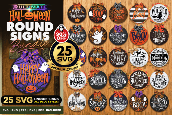 25 Halloween Door SVG Signs Bundle Review