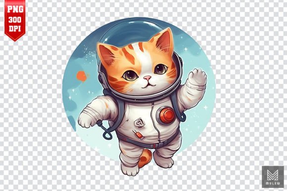 Astronaut Cat Clipart for Embroidery Projects