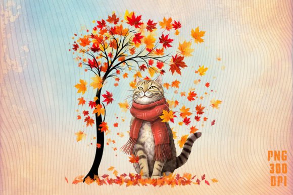Autumn Tree Leaves and Cat Clipart PNG Review