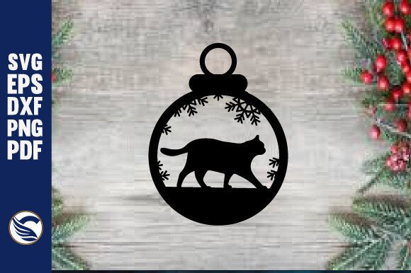 Cat Christmas Ornament Laser Metal Wall Art