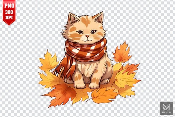 Cute Manx Cat in Autumn Clipart Review