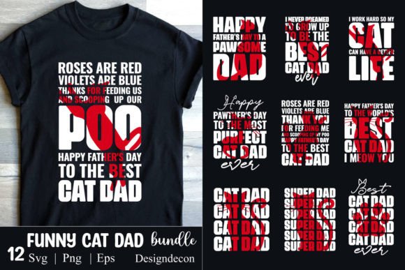 Funny Cat Dad Father’s Day Embroidery Bundle