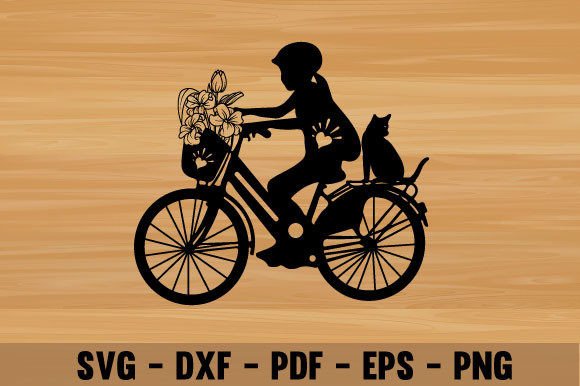 Little Girl on Bicycle Flower Cat Laser Design Review