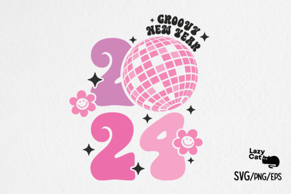 Pink New Year SVG Groovy New Year 2024 Review