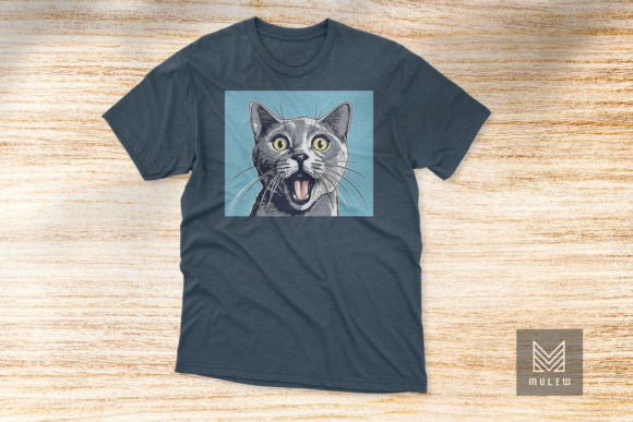 Pop Art Russian Blue Cat T-shirt Design Review
