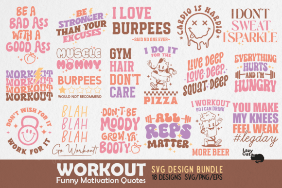 Workout Motivation Quotes SVG PNG Bundle Review